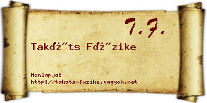 Takáts Füzike névjegykártya